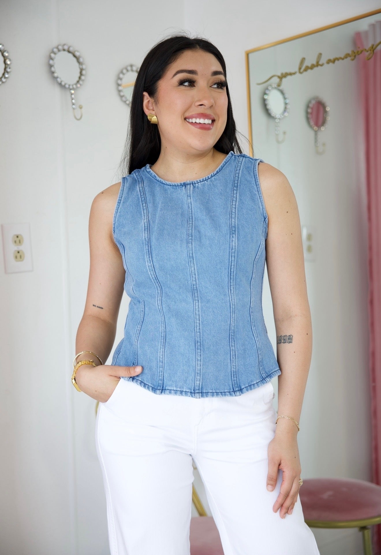 Denim Contour Top
