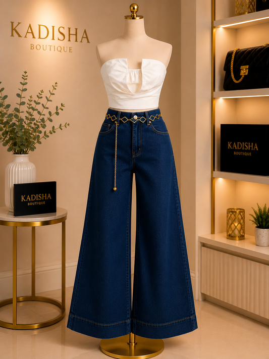 Navy Wide-Leg Jeans