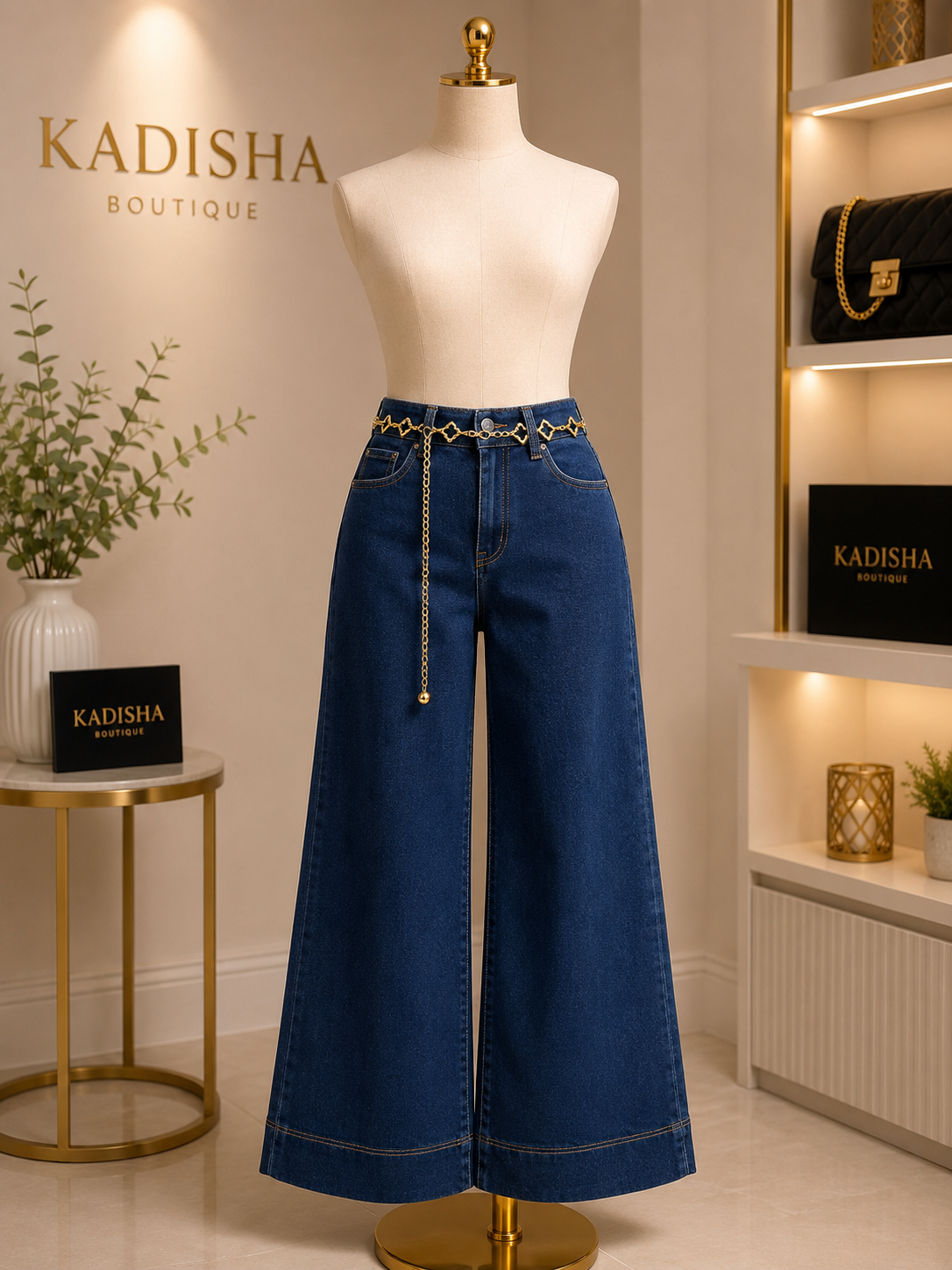 Navy Wide-Leg Jeans